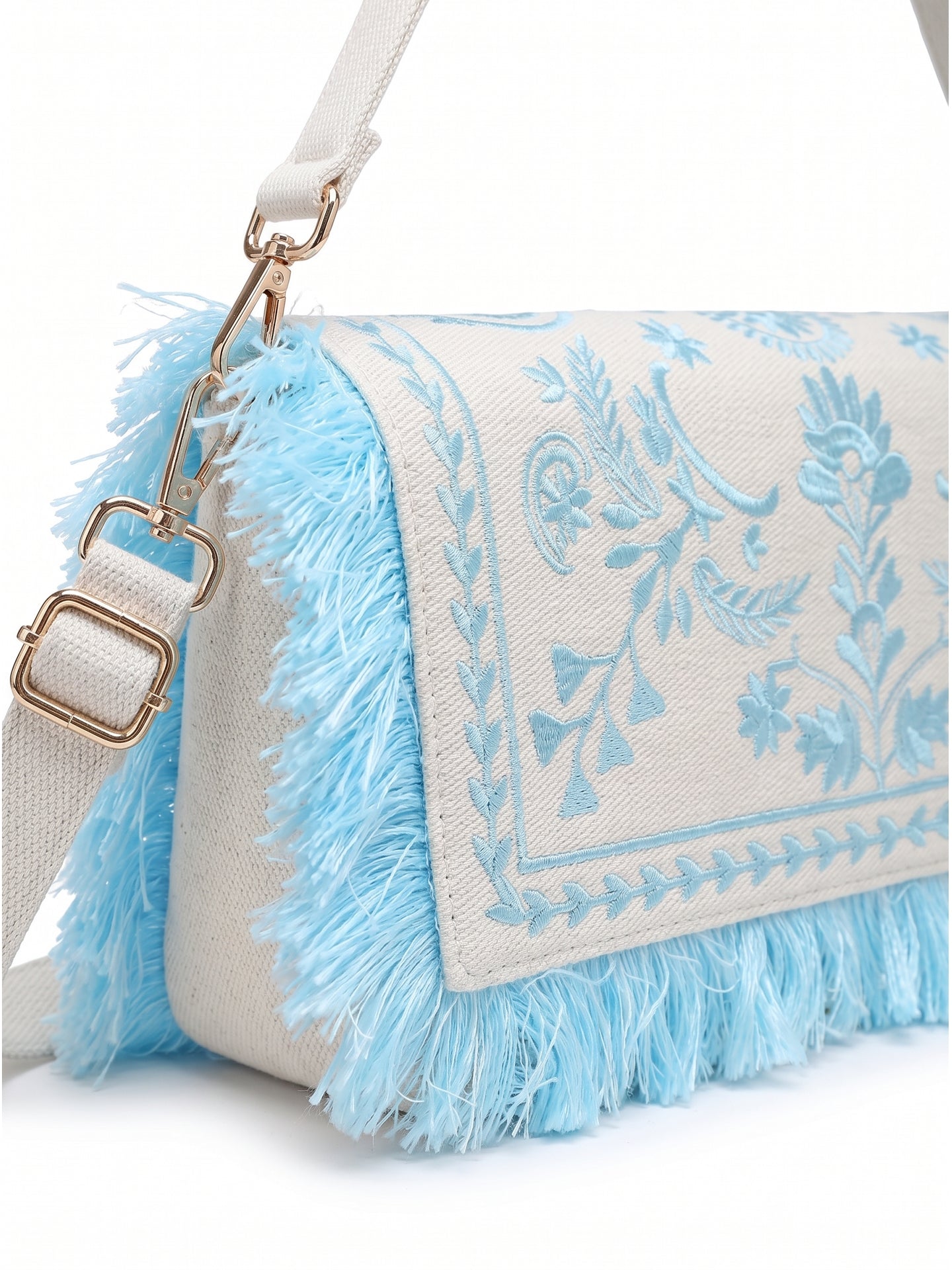Borsa a Spalla in Cotone Blu