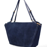 Borsa a Spalla in Vera Pelle Blu Jeans