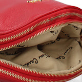 Sac à bandoulière en cuir véritable rubis