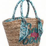 Borsa Shopper in Rattan Blu
