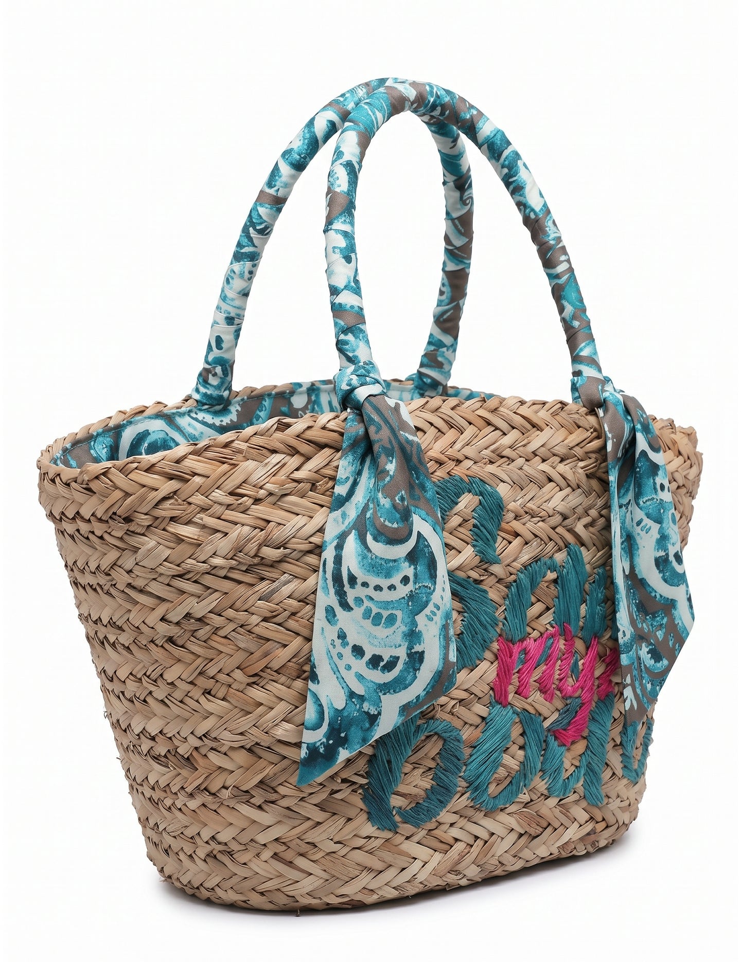 Borsa Shopper in Rattan Blu