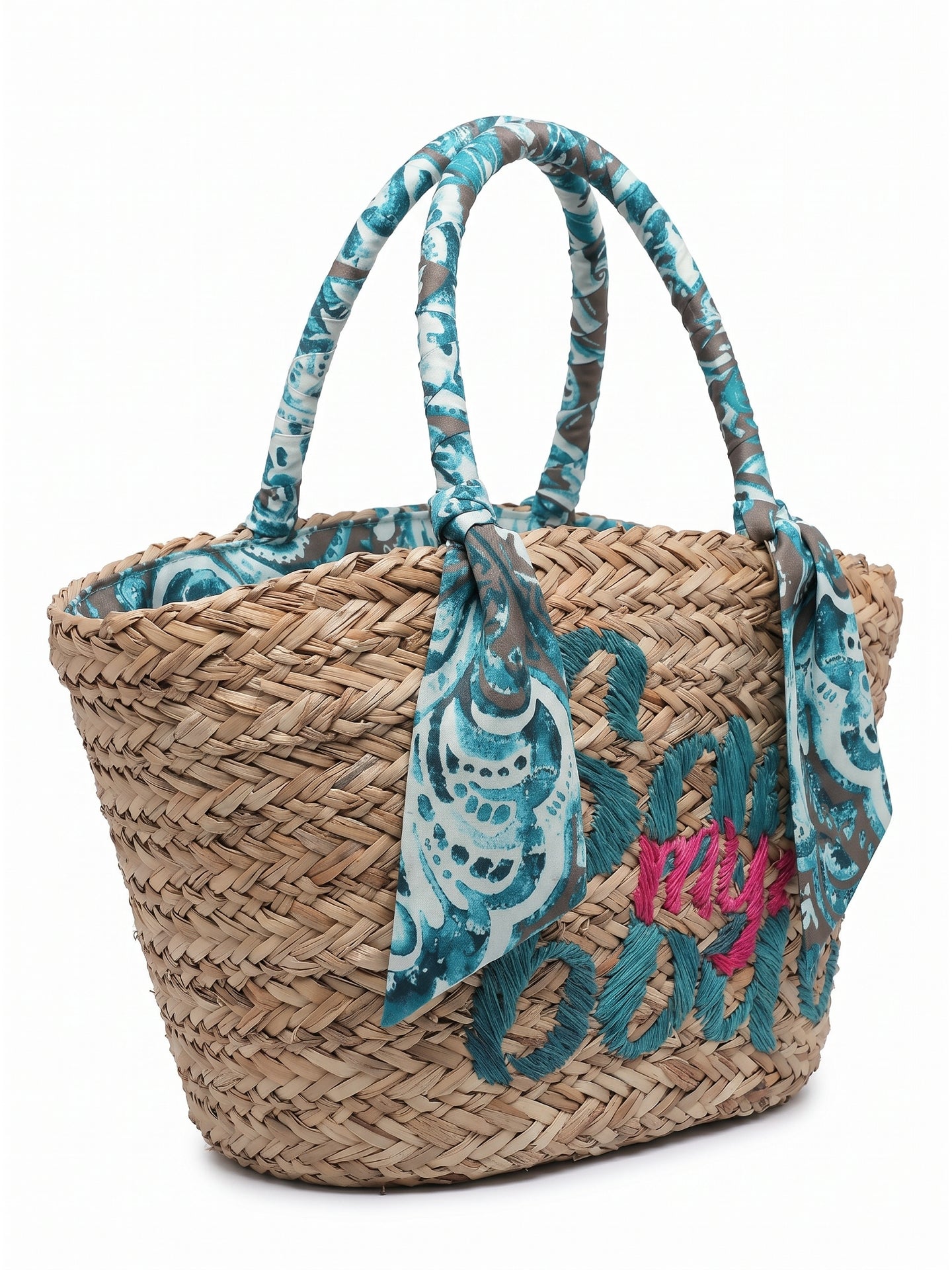 Borsa Shopper in Rattan Blu
