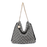 Bolso de hombro de poliéster blanco y negro