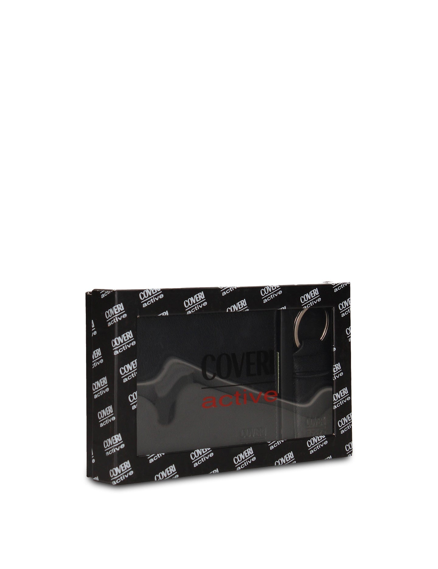 Set Portafoglio e Portachiavi in Vera Pelle Nero