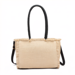 Borsa a Mano in Woven Straw Nero