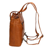 Borsa a Spalla Convertibile in Zaino in Vera Pelle Marrone