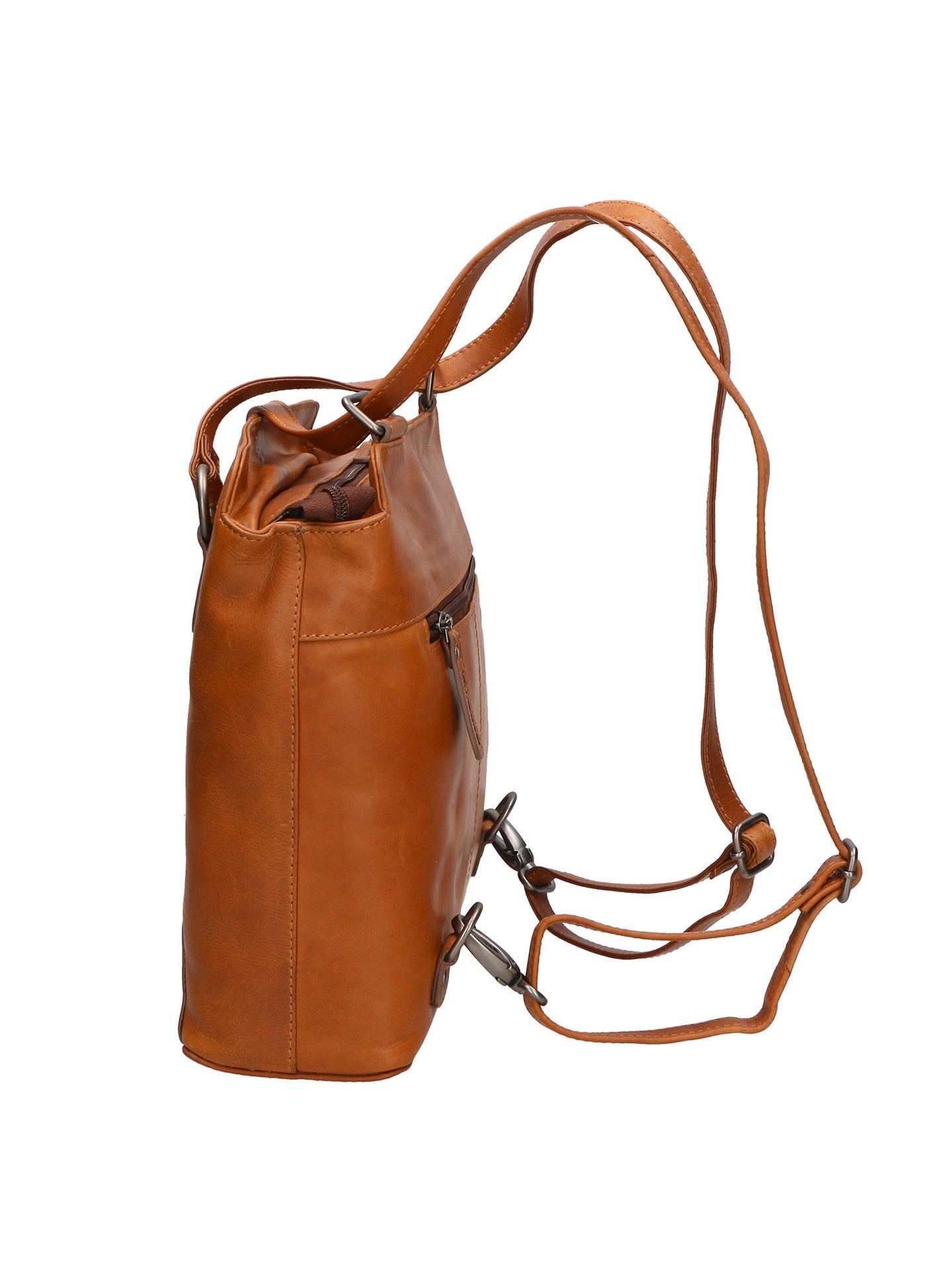 Borsa a Spalla Convertibile in Zaino in Vera Pelle Marrone