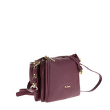 Sac bandoulière en cuir véritable bordeaux