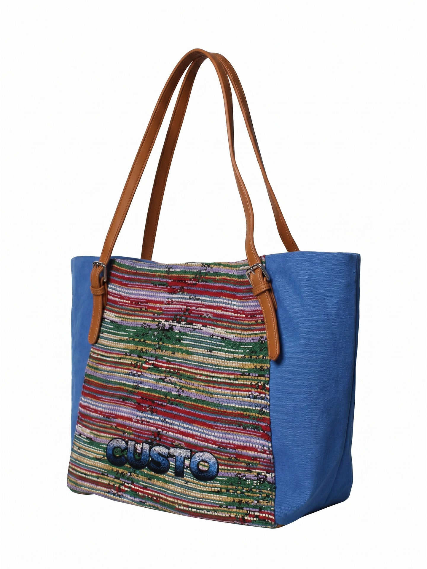Borsa a Mano in Pelle Vegana Blu