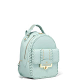 Mochila de piel vegana para mujer, azul claro