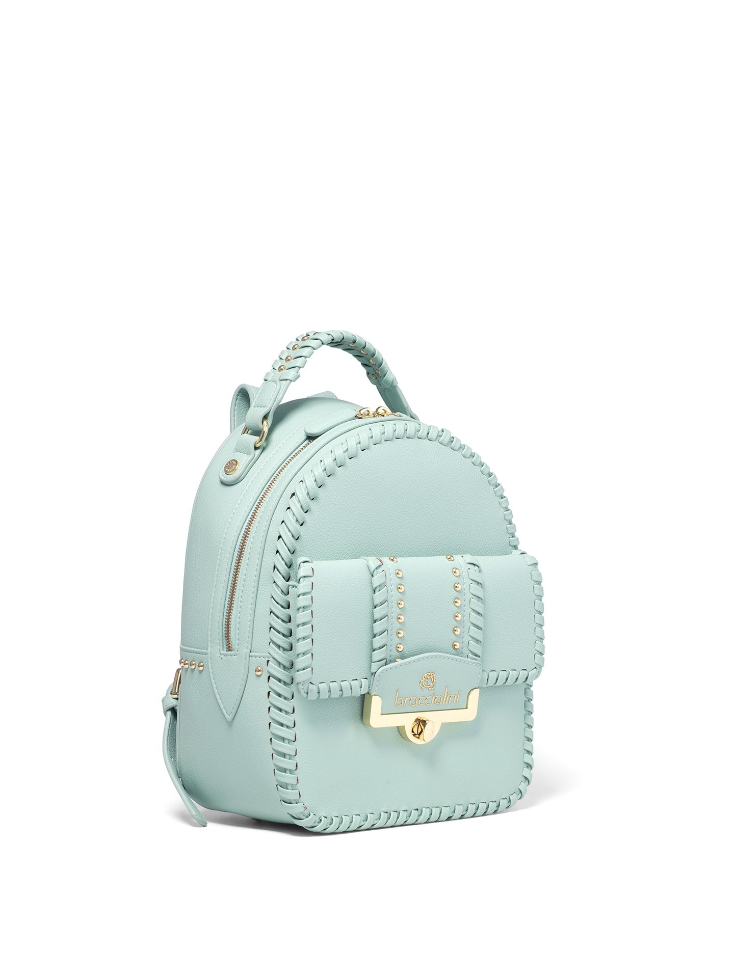 Mochila de piel vegana para mujer, azul claro