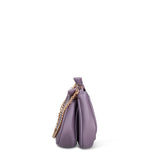 Lila Schultertasche aus veganem Leder