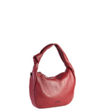 Burgunderfarbene Schultertasche aus echtem Leder