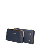 Damen-Geldbörse aus blauem veganem Leder
