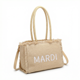 Borsa a Mano in Woven Straw Beige