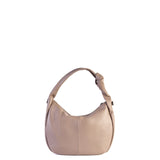 Schultertasche aus taupefarbenem Echtleder