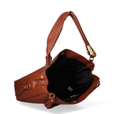 Bolso de hombro de piel auténtica marrón