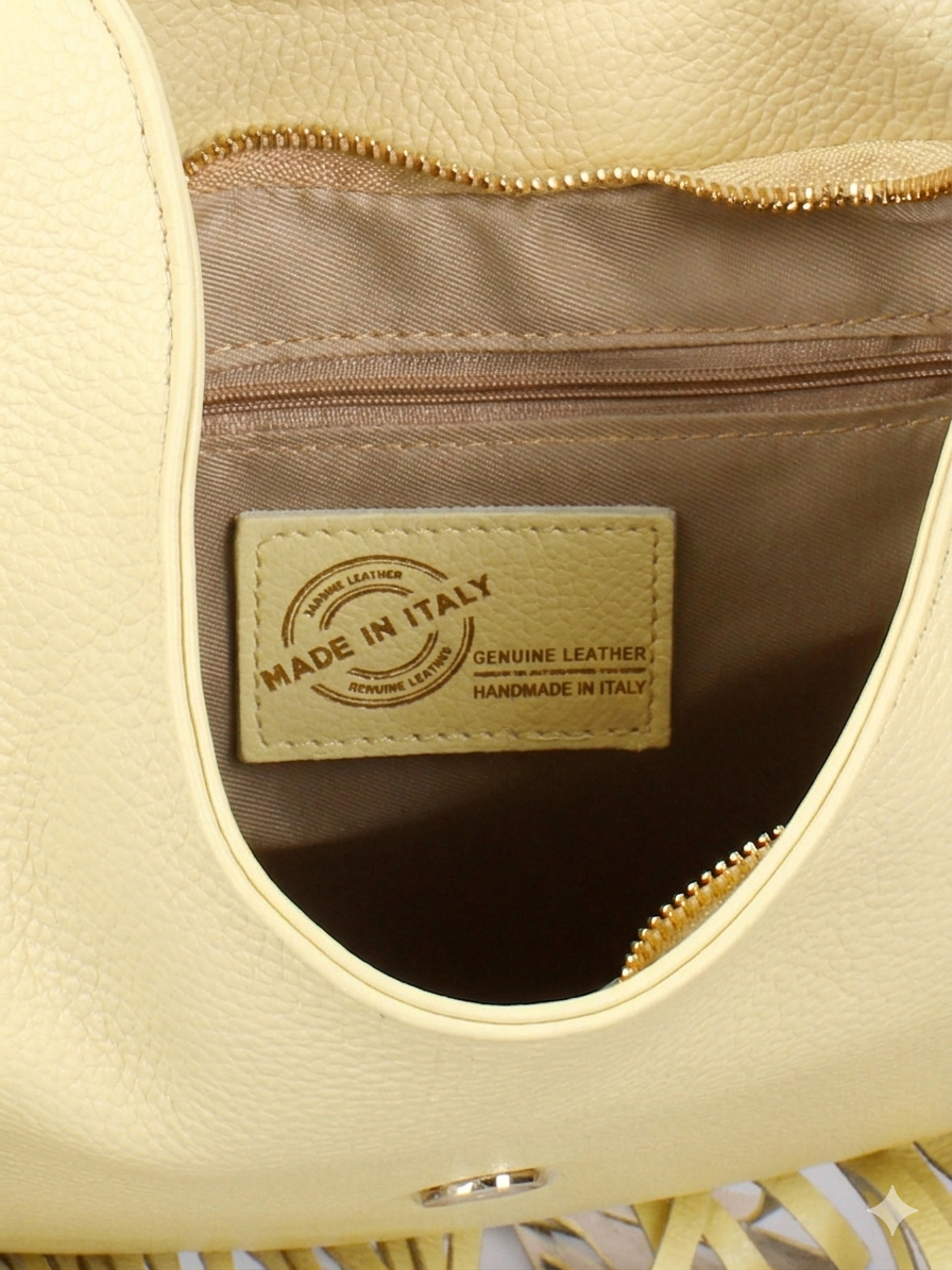 Borsa a Mano in Dollaro Leather Giallo