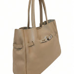 Borsa a Tracolla in Dollaro Leather Beige Scuro