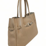 Borsa a Tracolla in Dollaro Leather Beige Scuro