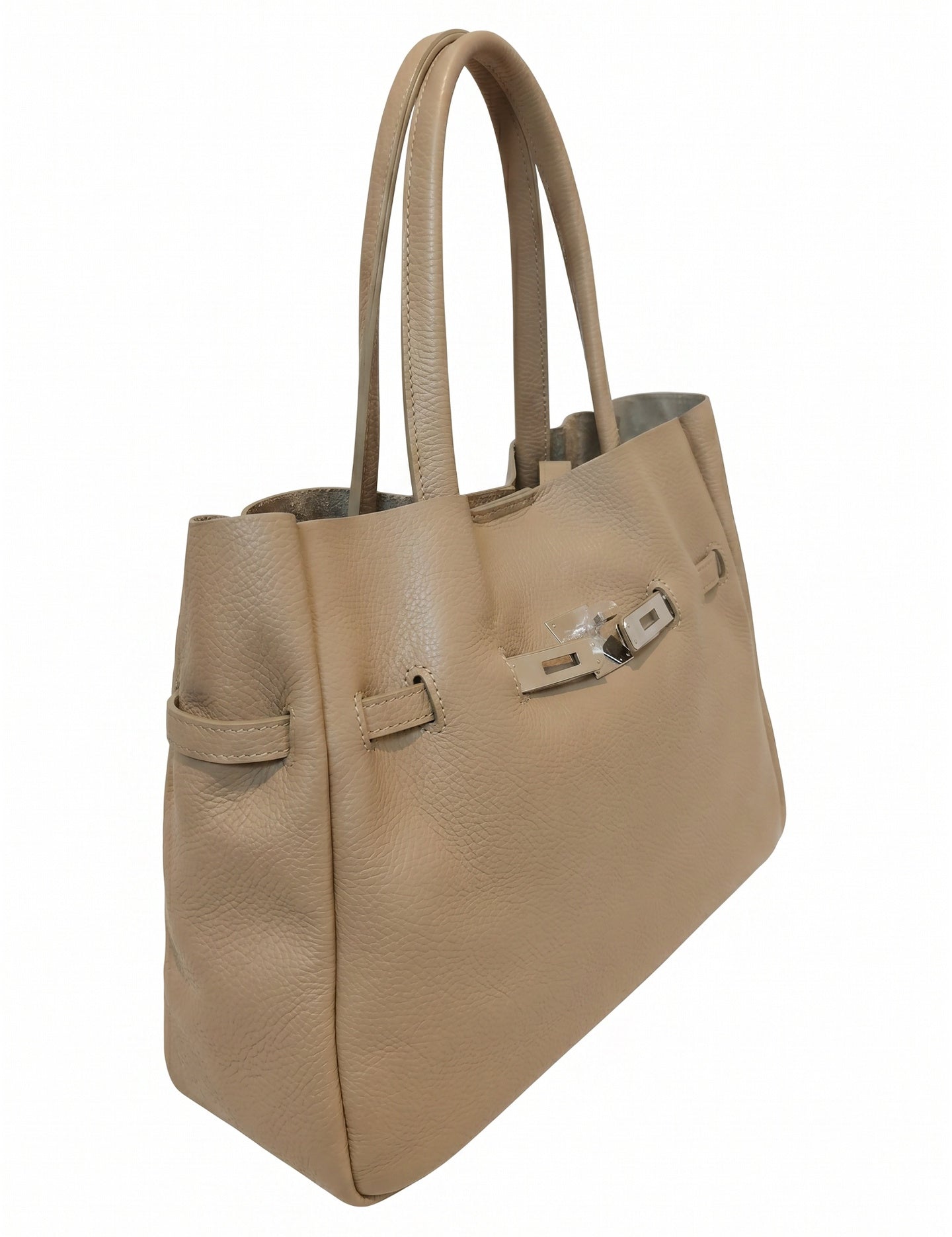 Borsa a Tracolla in Dollaro Leather Beige Scuro