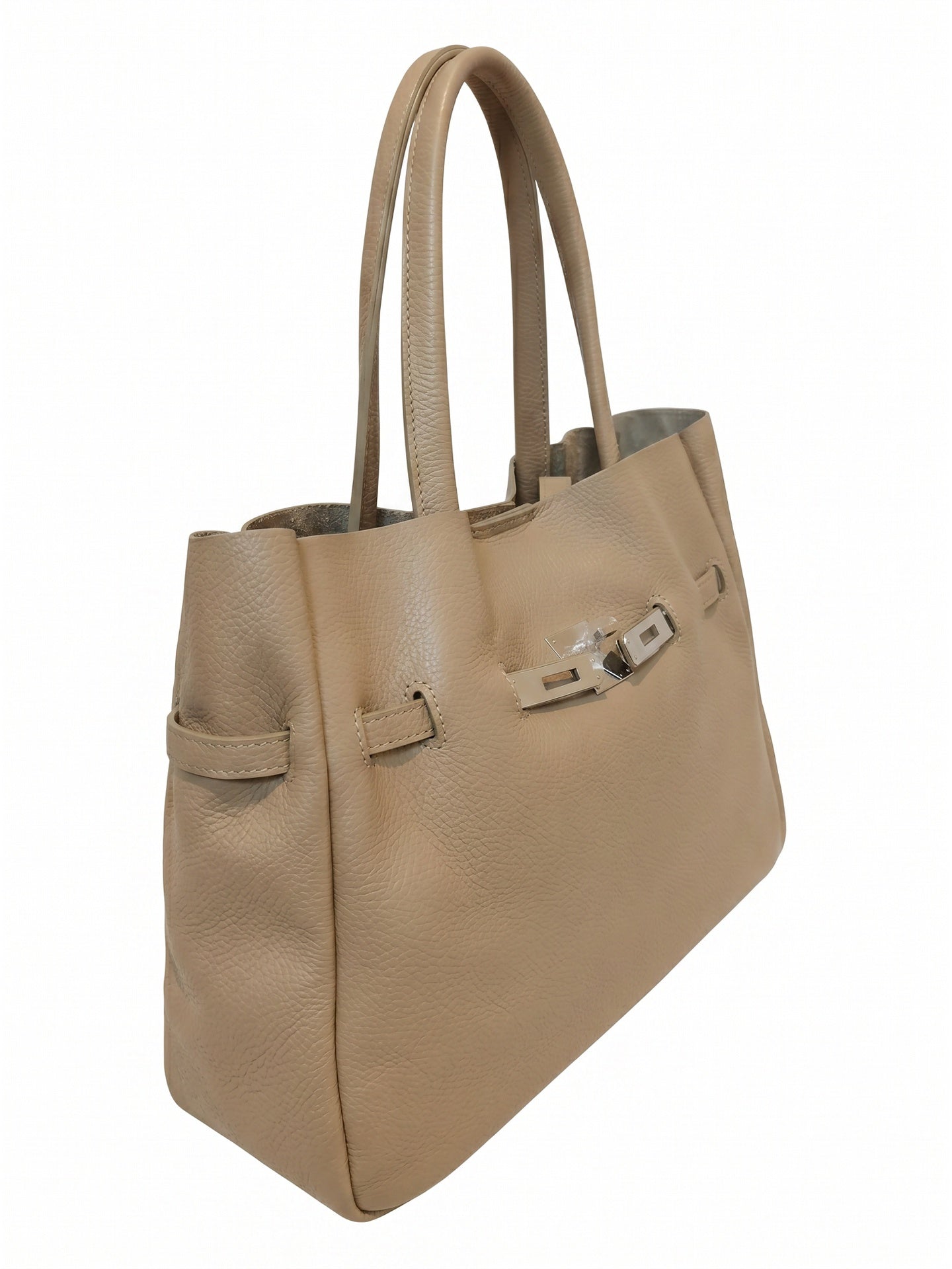 Borsa a Tracolla in Dollaro Leather Beige Scuro