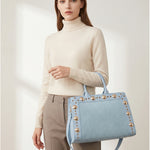 Borsa Shopper in Pelle Vegana Blu