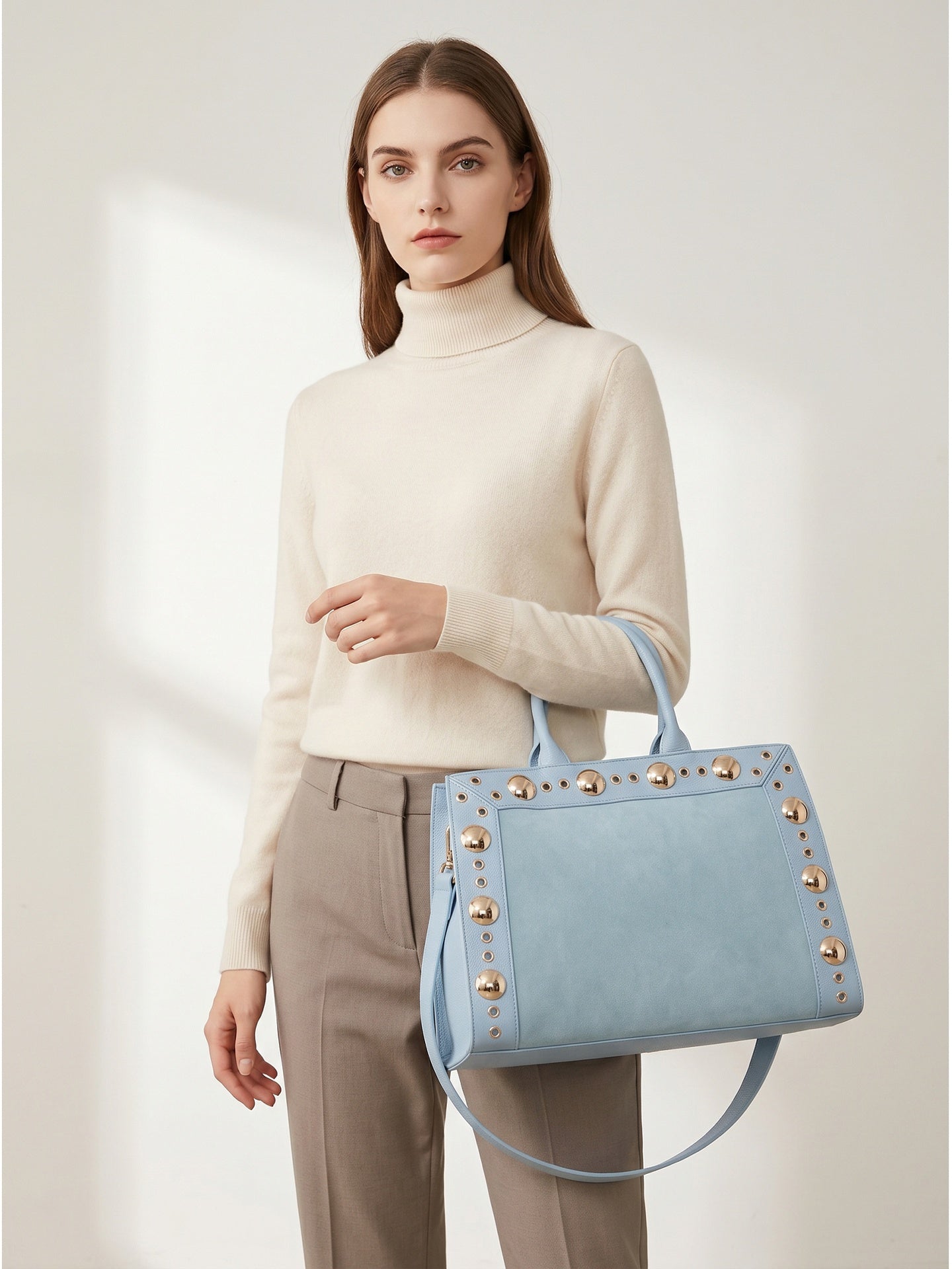 Borsa Shopper in Pelle Vegana Blu