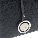 Bolso de hombro de piel auténtica negra