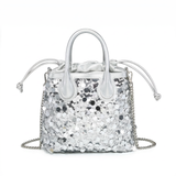 Bolso de hombro de poliéster plateado
