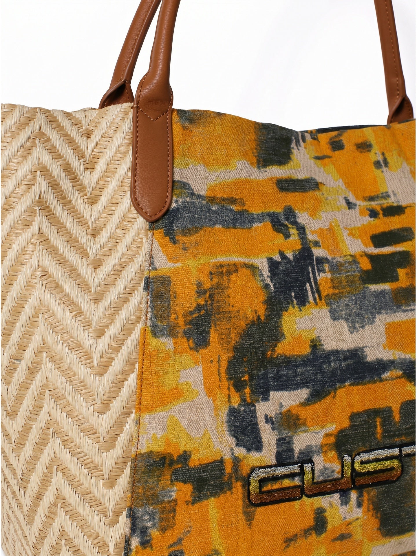 Borsa a Mano in Pelle Vegana Giallo