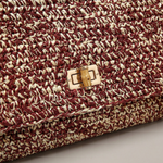 Borsa a Tracolla in Woven Straw Bordeaux