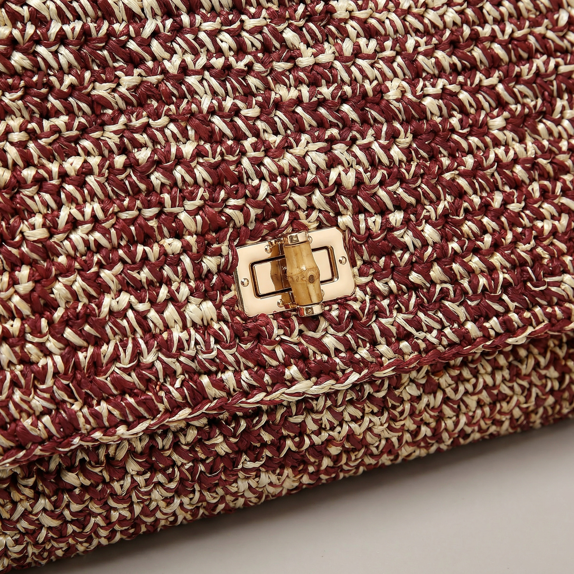 Borsa a Tracolla in Woven Straw Bordeaux