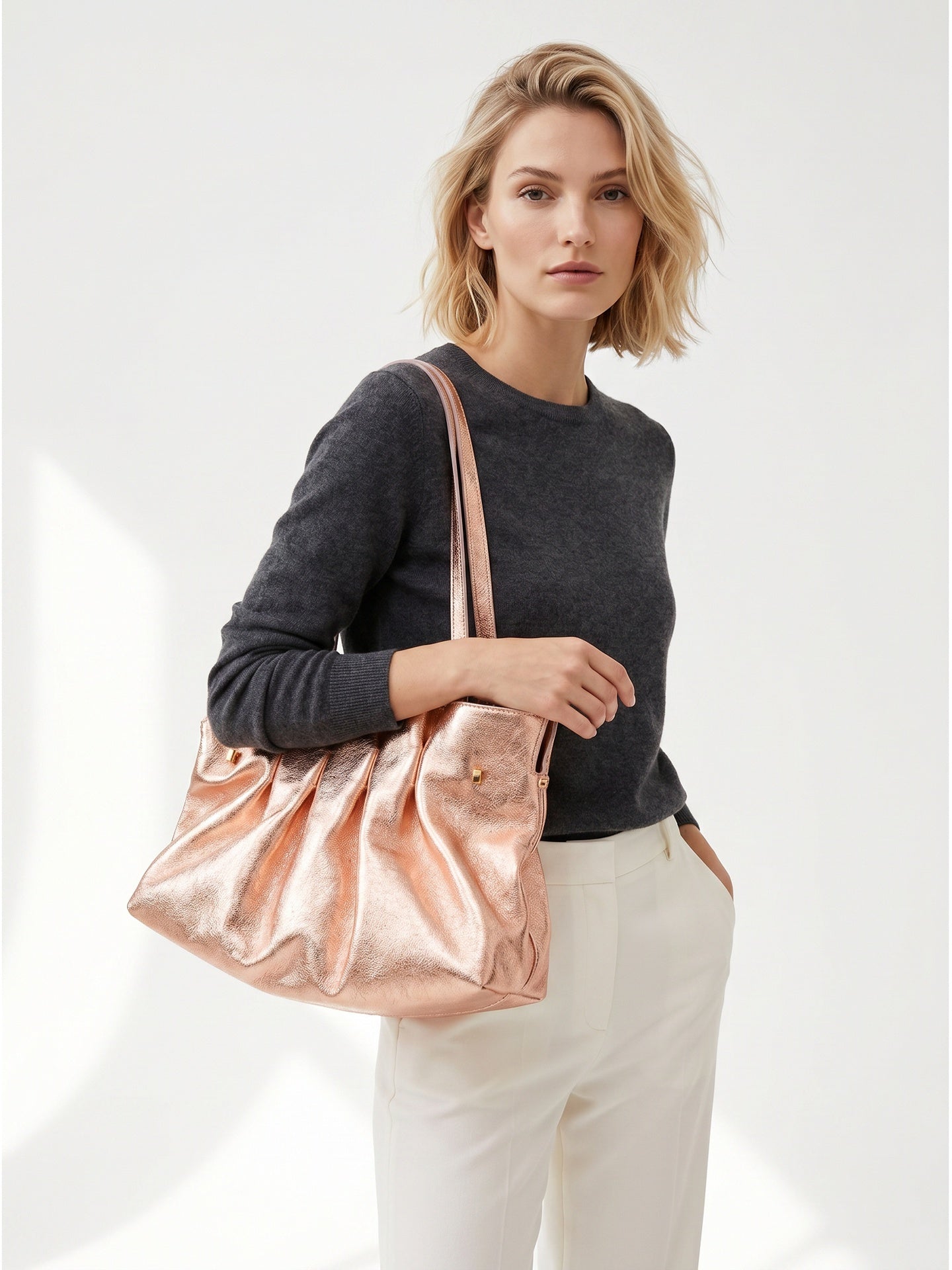 Borsa a Tracolla in Vera Pelle Rosa