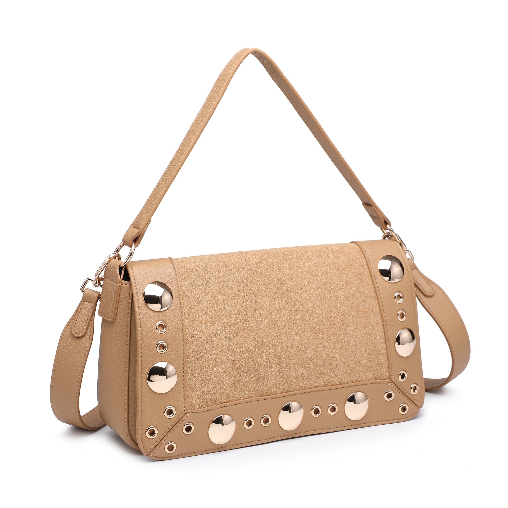 Borsa a Tracolla in Pelle Vegana Marrone Chiaro
