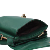 Borsa a Spalla in Pelle Vegana Verde Scuro