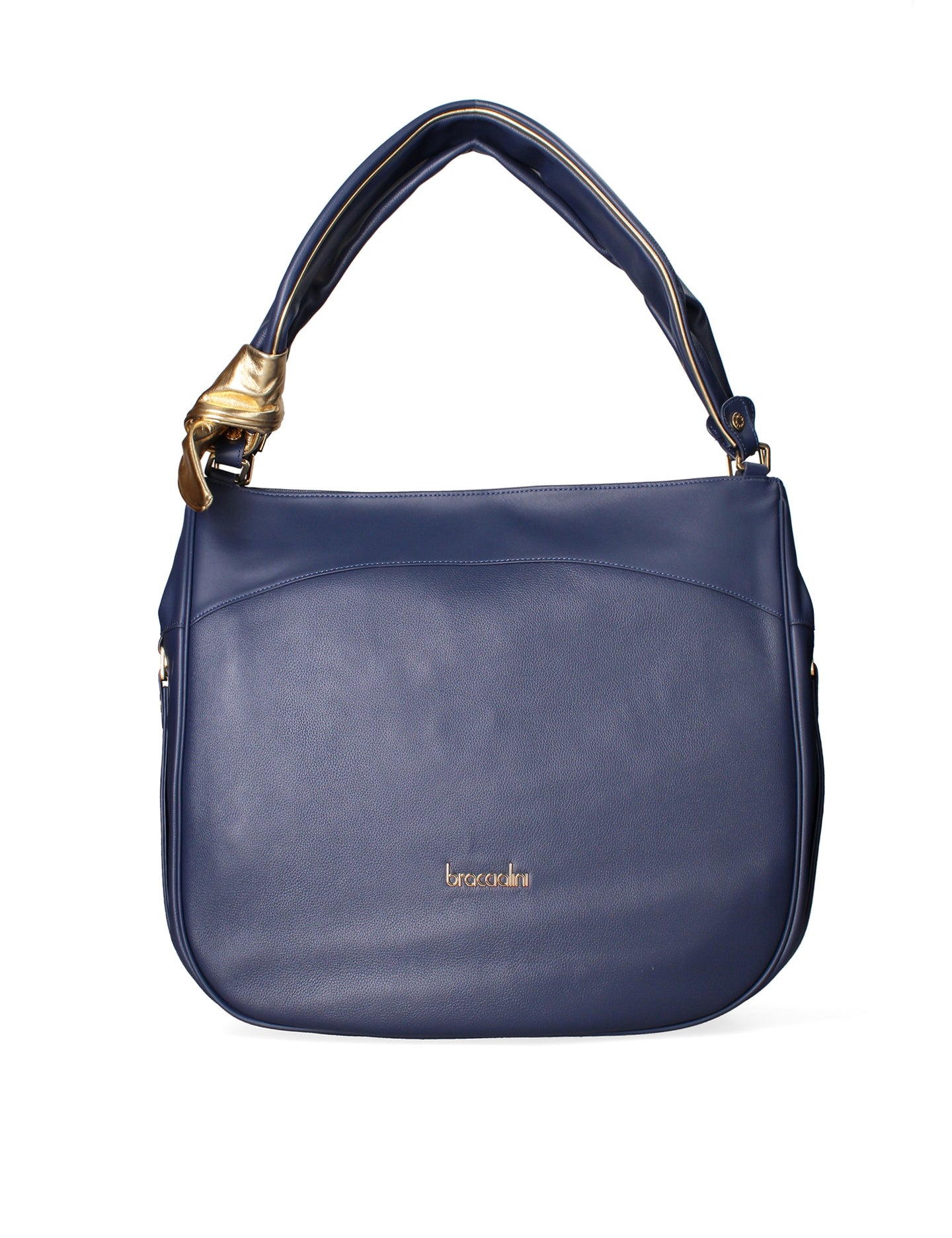Borsa a Spalla in Vera Pelle Blu Braccialini