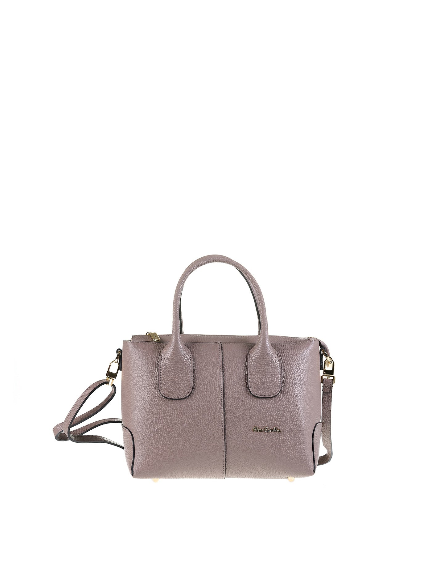 Borsa a Mano in Vera Pelle Taupe Pierre Cardin