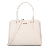 Bolso de mano de piel vegana beige