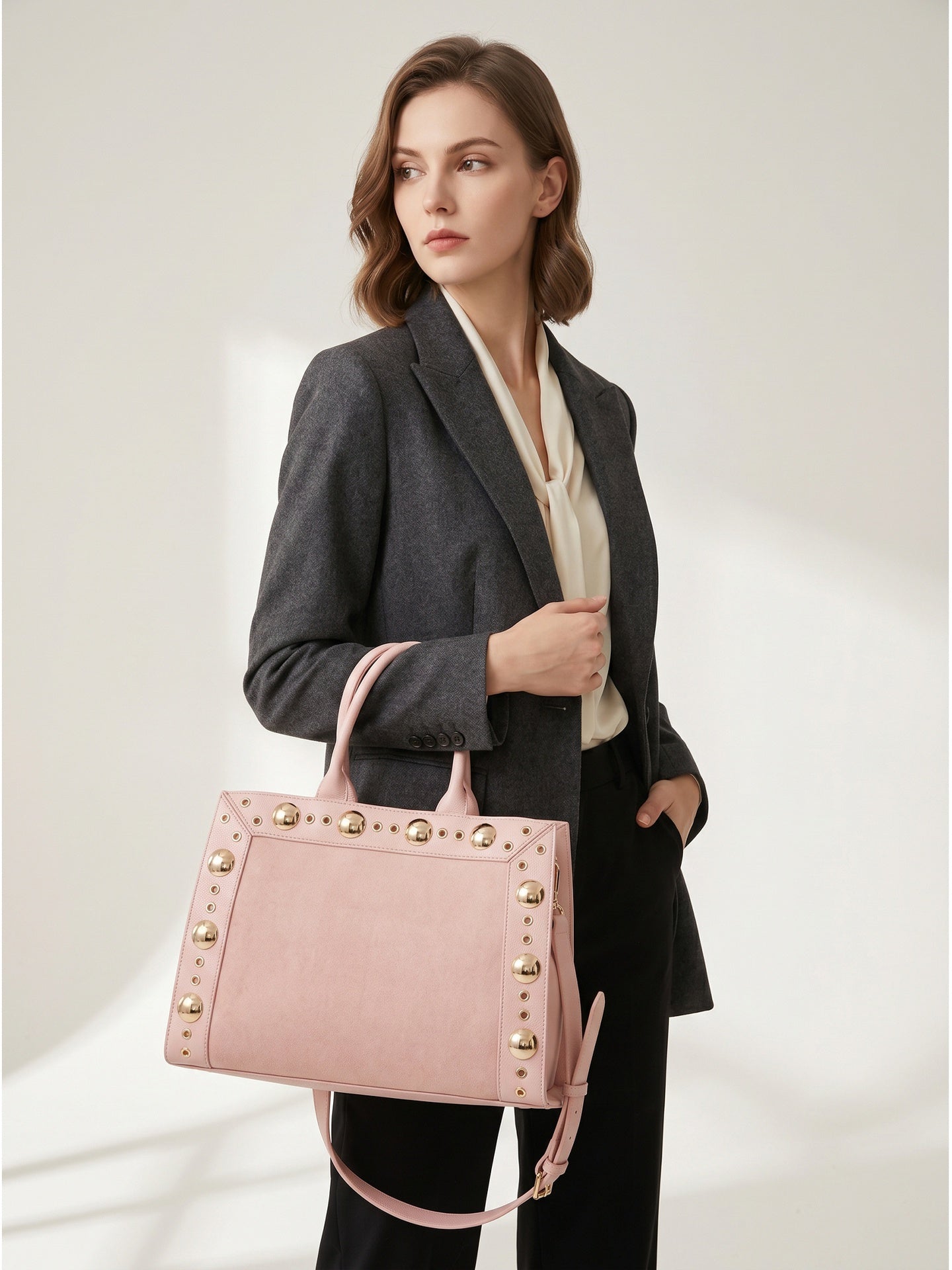Borsa Shopper in Pelle Vegana Rosa