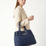 Borsa a Tracolla in Dollaro Leather Blu Jeans