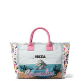 Borsa a Mano in Cotone Multicolore e Rosa