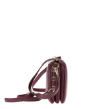 Sac bandoulière en cuir véritable bordeaux