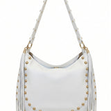 Borsa a Spalla in Dollaro Leather Bianco