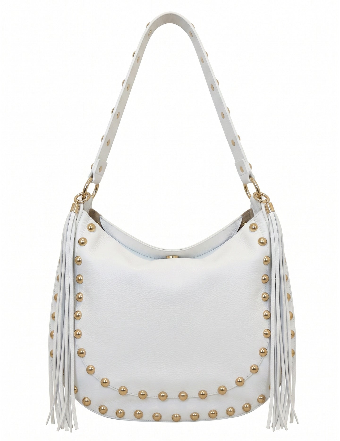 Borsa a Spalla in Dollaro Leather Bianco
