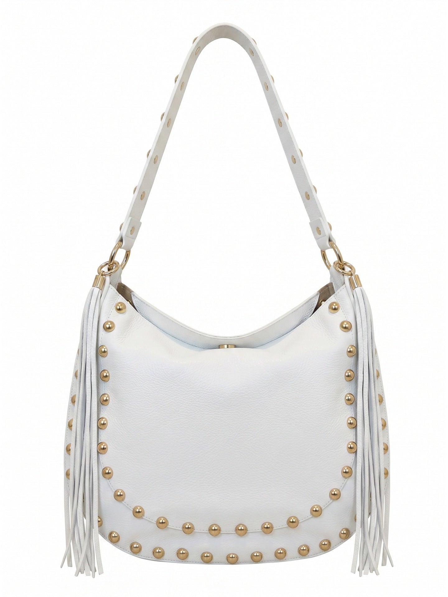 Borsa a Spalla in Dollaro Leather Bianco