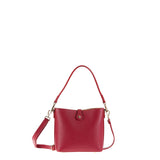 Bolso de hombro de piel auténtica color rubí
