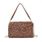 Borsa a Tracolla in Woven Straw Marrone