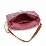 Borsa a Tracolla in Woven Straw Viola