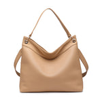 Borsa a Spalla in Pelle Vegana Marrone Chiaro
